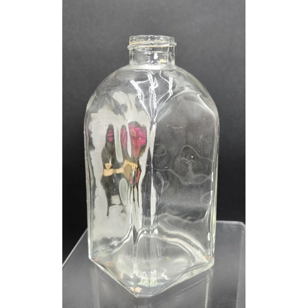 VTG Decorative Unbranded Floral Apothecary Decanter Bottle NO TOPPER/STOPPER‎